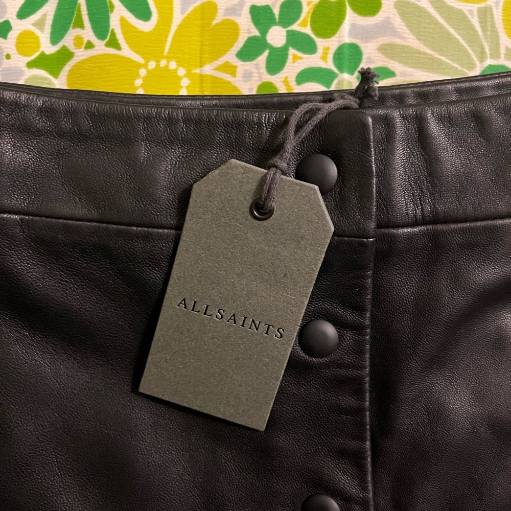 AllSaints Setal Button Down Leather Skirt - Picture 8 of 8